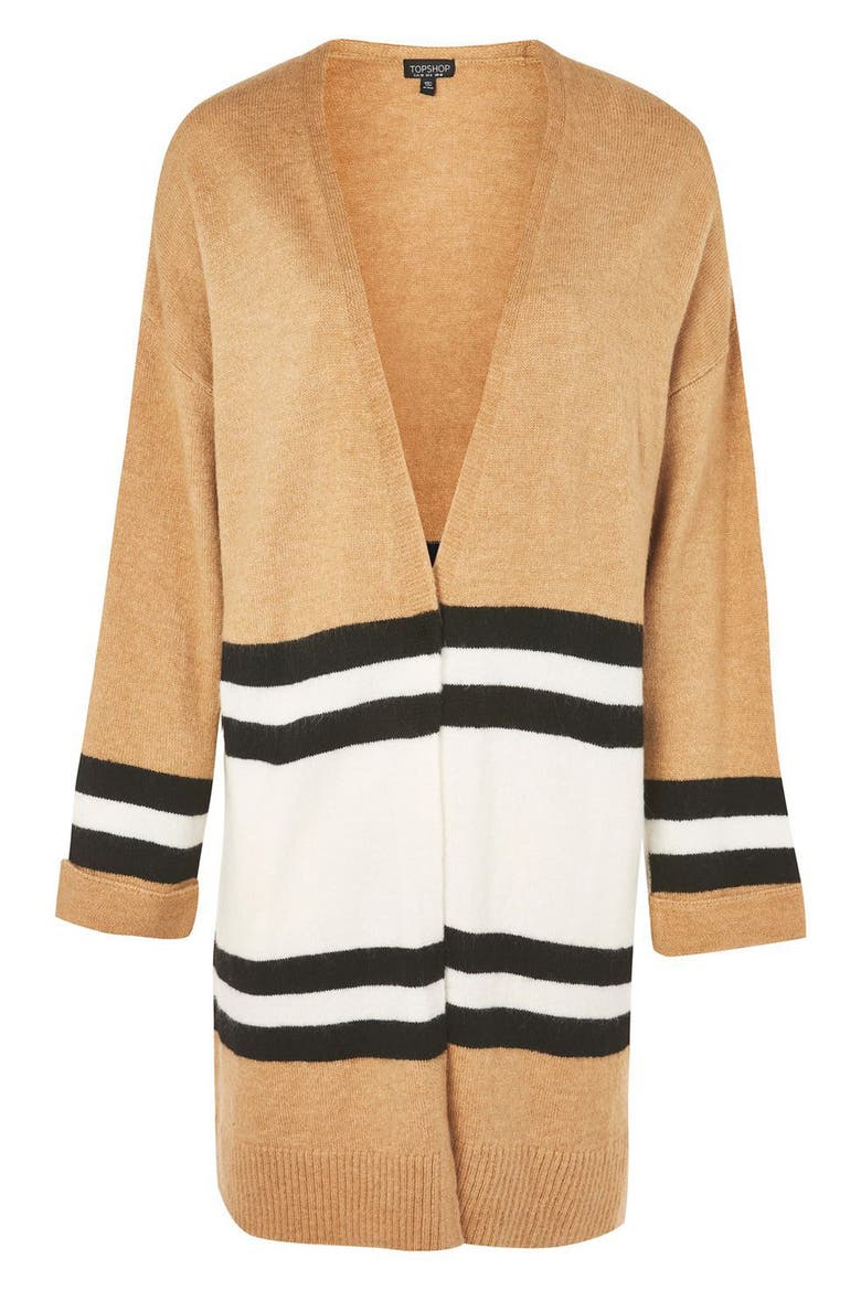 Stripe Colorblock Cardigan, Alternate, color, CAMEL MULTI