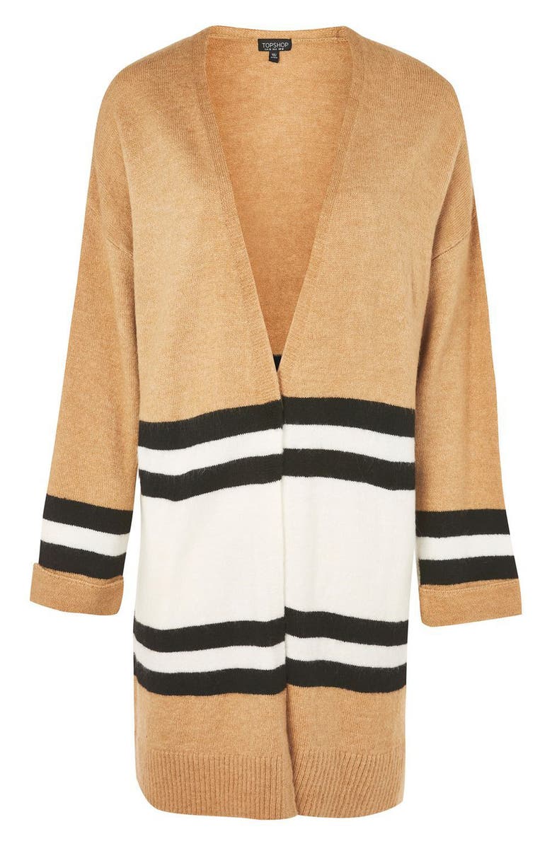 Topshop Stripe Colorblock Cardigan, Alternate, color, 