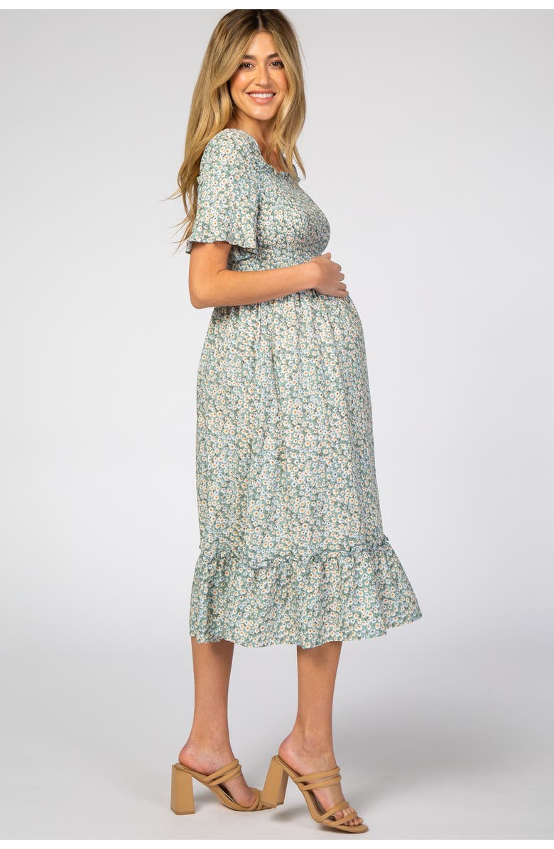 PinkBlush floral Ruffle Midi Dress, Alternate, color, Light Blue