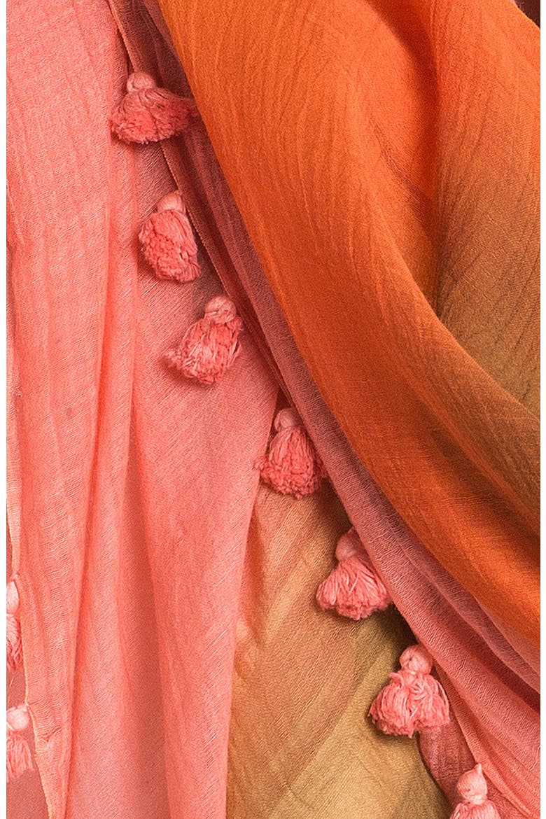 Dot Ombré Cotton & Silk Scarf, Alternate, color, CANTALOPE/ ORANGE/ CAFE