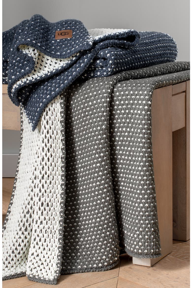 Mara Throw Blanket, Alternate, color, CHARCOAL/ SNOW