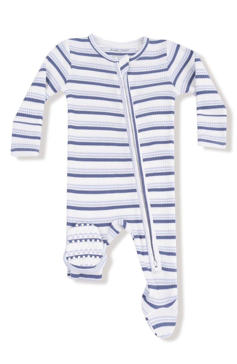 Angel Dear Vintage Stripe Footie, Main, color, Blue/ Ivory