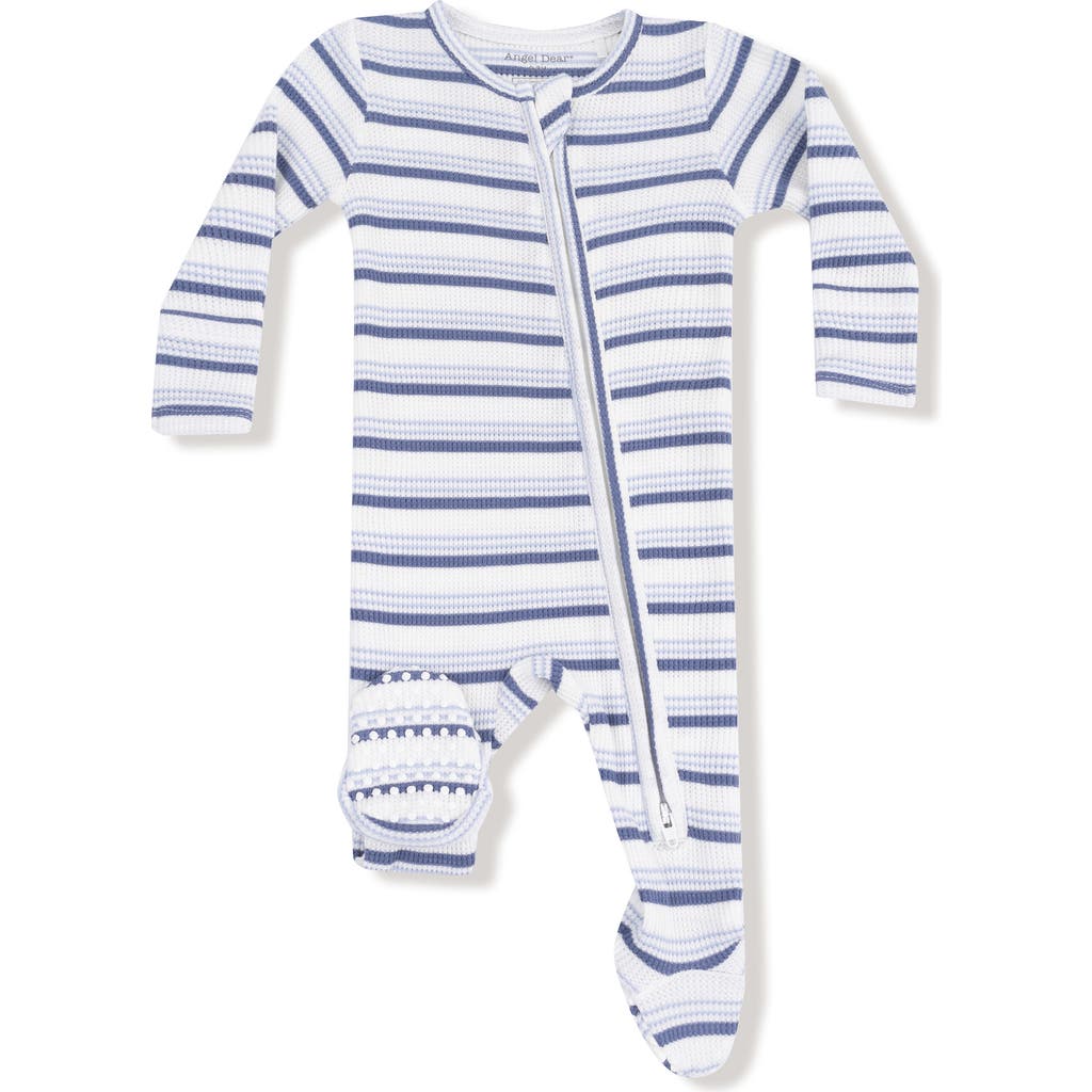 Angel Dear Vintage Stripe Footie In Blue