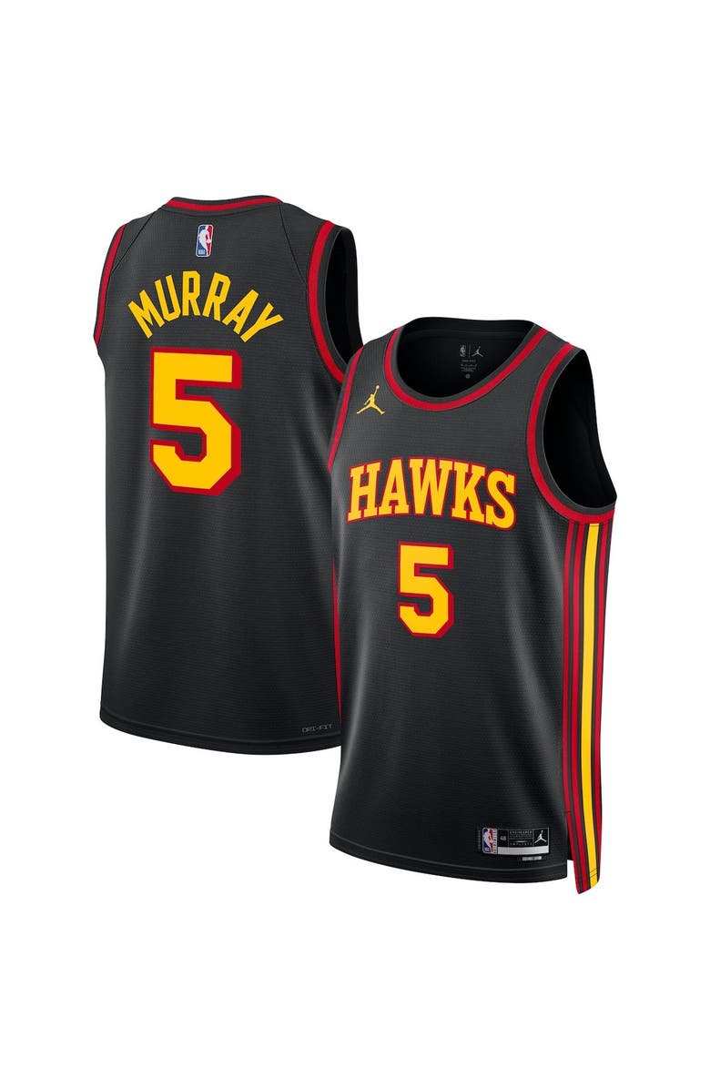 Jordan Brand Unisex Jordan Brand Dejounte Murray Black Atlanta Hawks Swingman Jersey - Statement Edition, Main, color, 