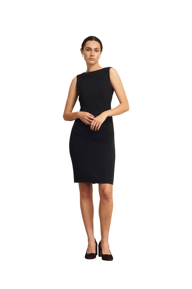 Tailored Boat Neck Sleeveless Dress, Main, color, Black