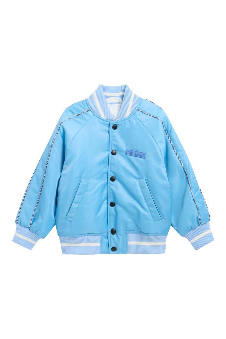 Kids' Palm Flames Raglan Sleeve Bomber Jacket, Main, color, LIGHT BLUE/ RED