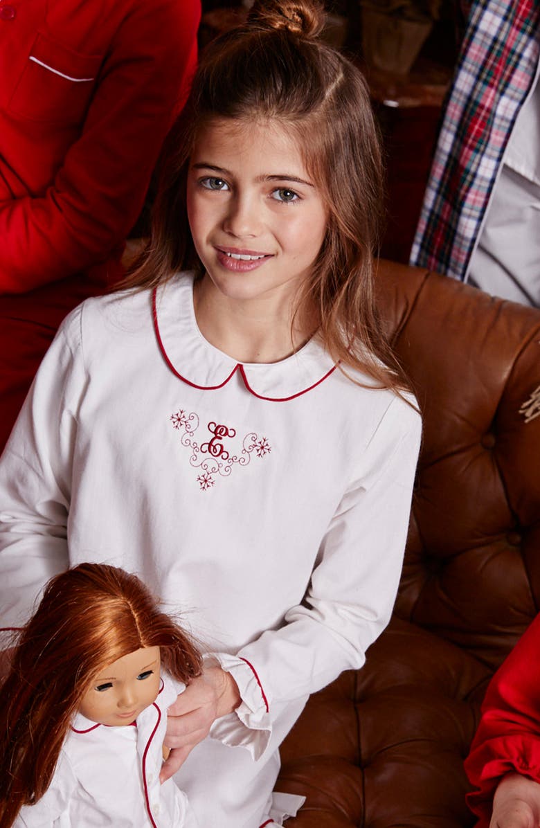 Petite Plume Kids' Sophia Piped Long Sleeve Nightgown, Alternate, color, 