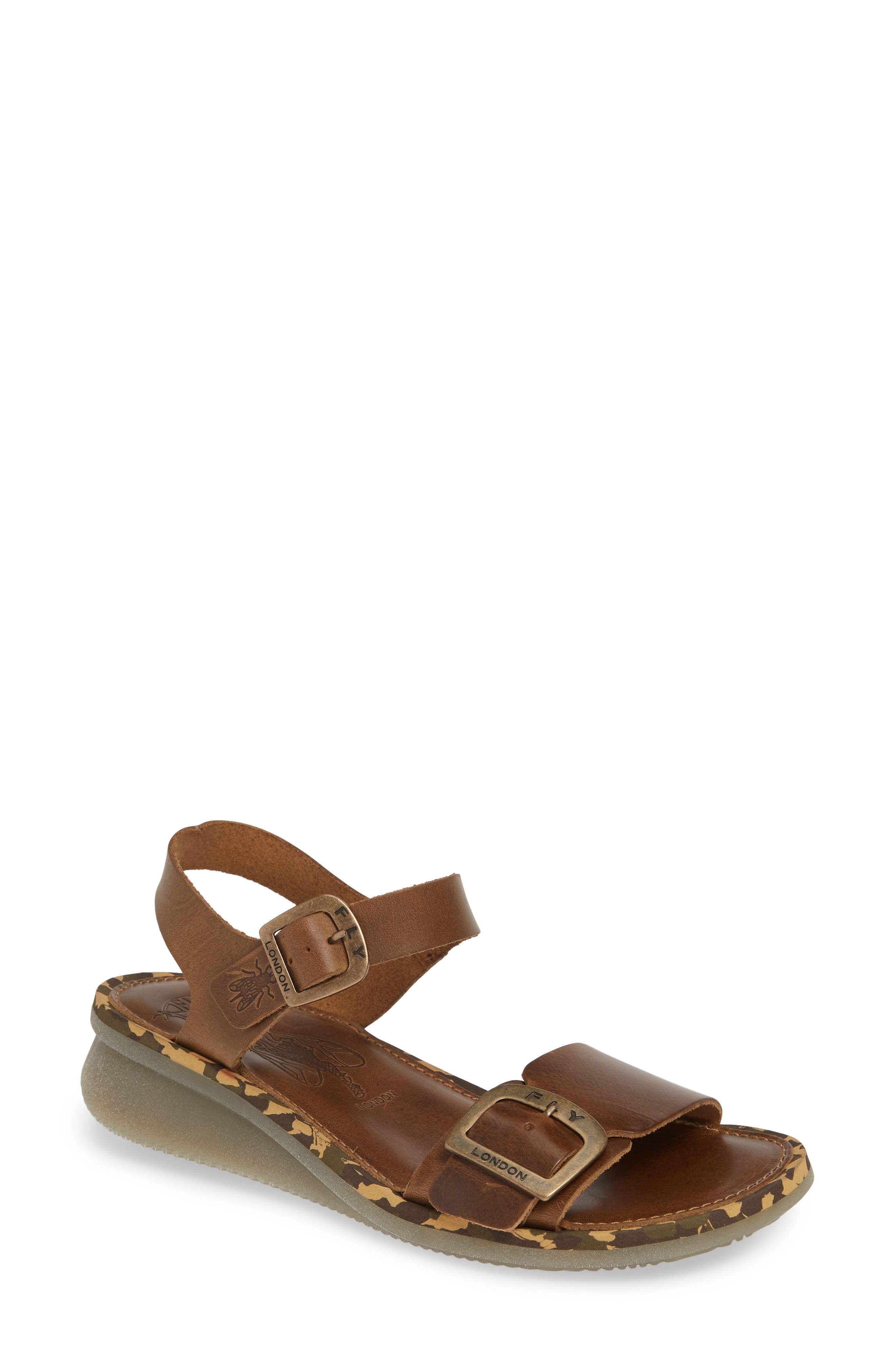Comb Sandal, Main, color, CAMEL BRIDLE LEATHER