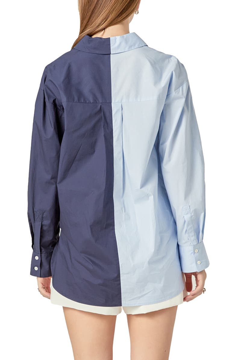 English Factory Colorblock Shirt, Alternate, color, Powder Blue/ Navy