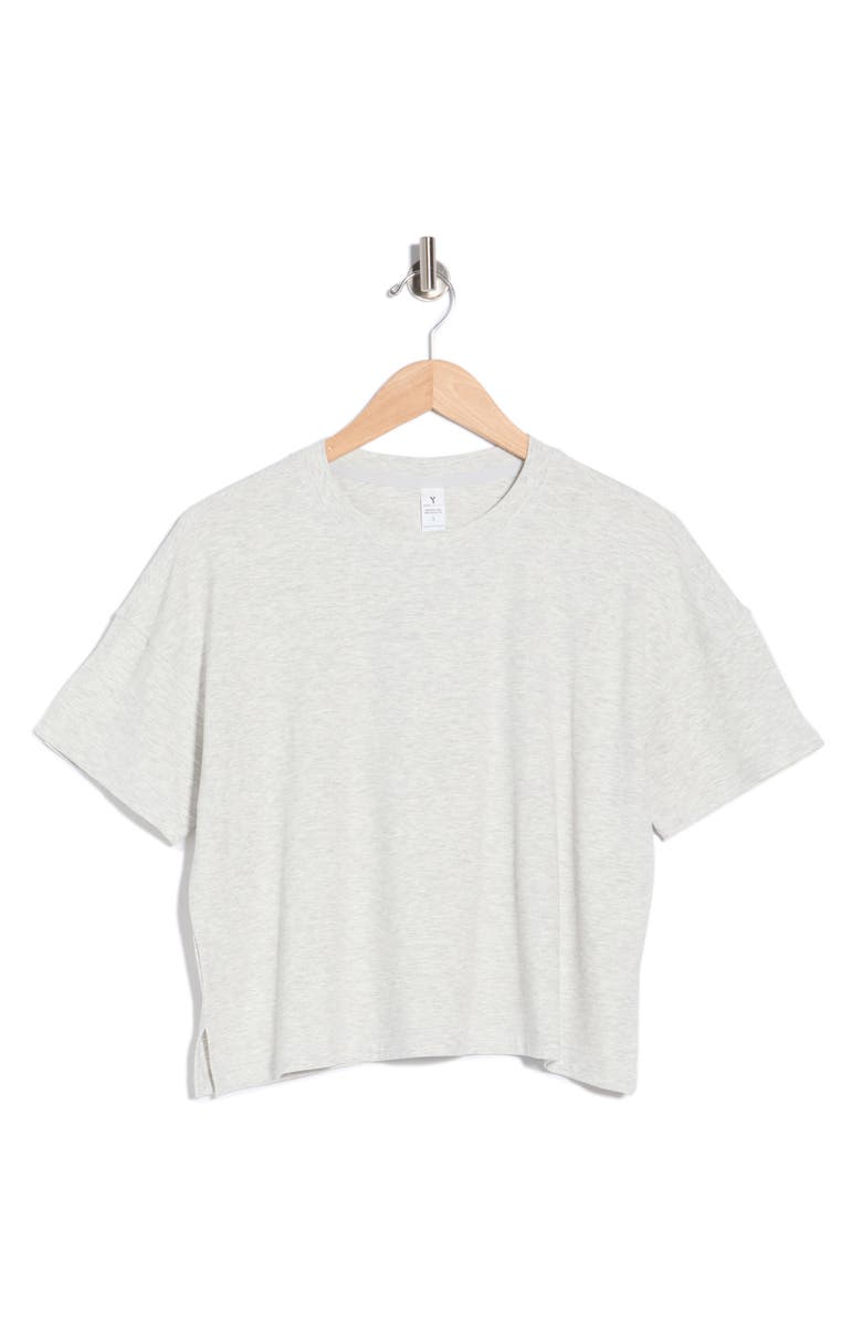 YOGALICIOUS Heavenly Ribbed Deluxe Boxy Crop T-Shirt, Main, color, Heather Grey