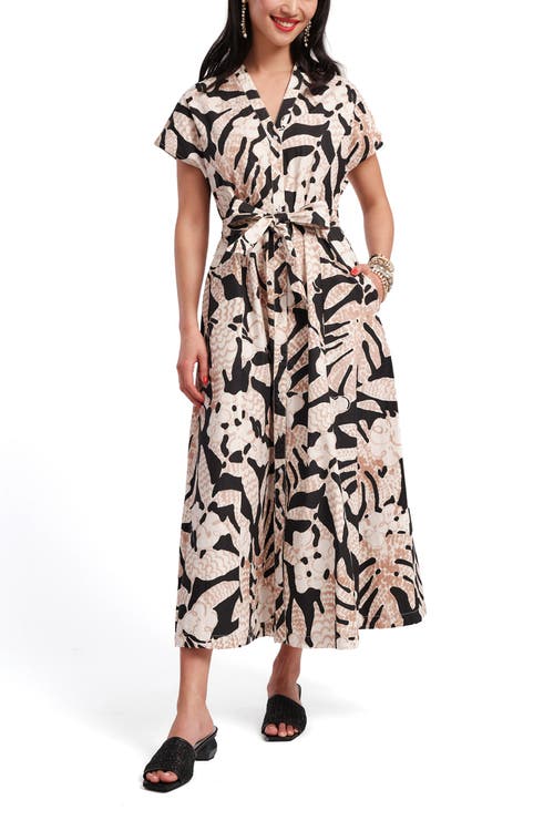 Frances Valentine Eve Dress Sketchy Jungle In Multi