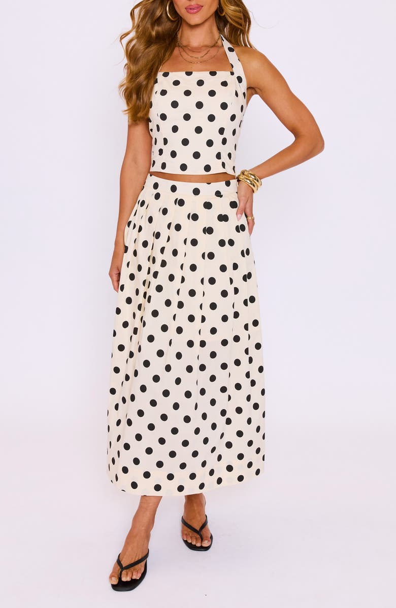 VICI Collection Cami Polka Dot Halter Top, Alternate, color, Cream/ Black