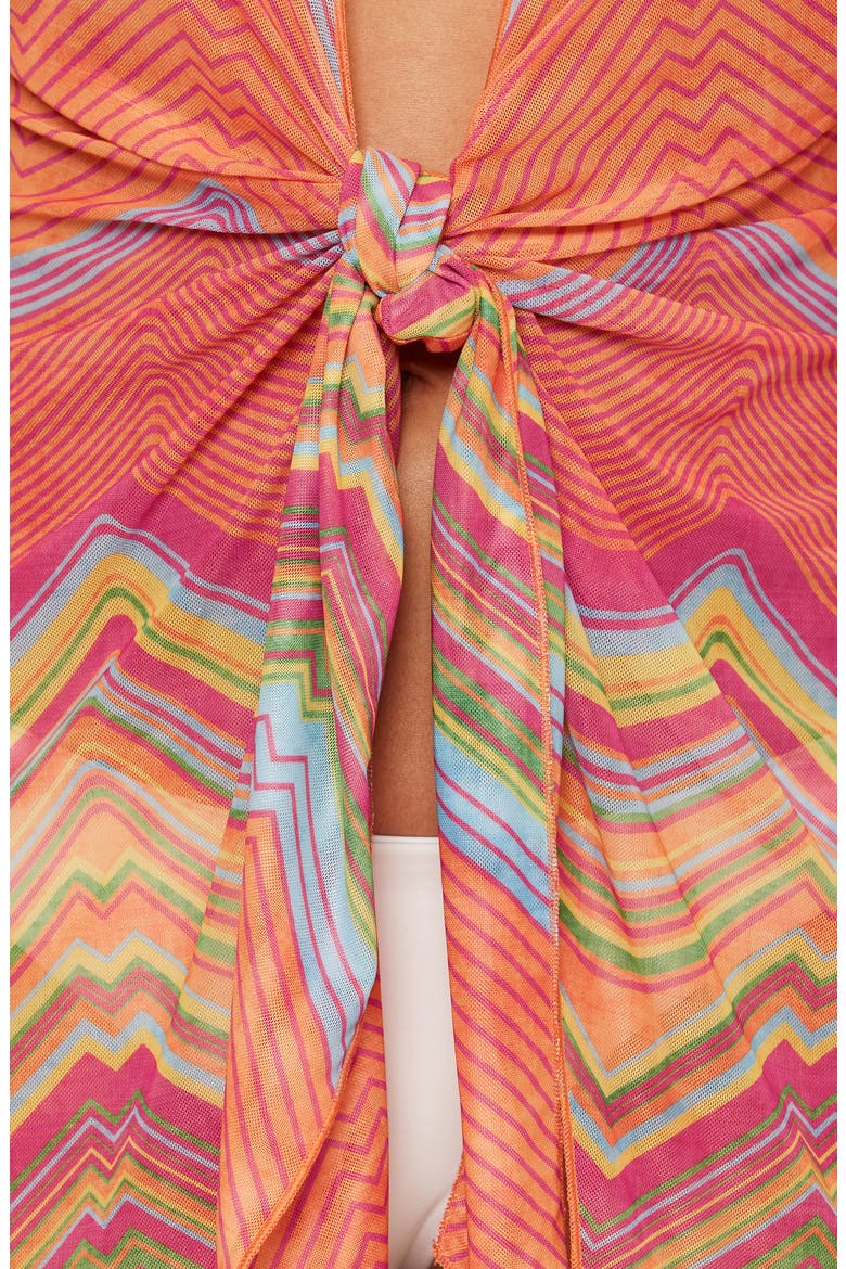 Summer Sunrise Tie Front Tunic, Alternate, color, ORANGE MULTI