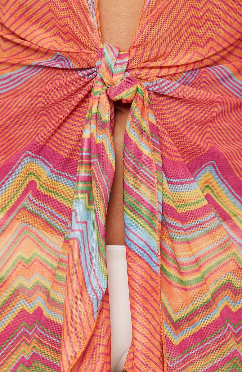 Becca Summer Sunrise Tie Front Tunic, Alternate, color, Orange Multi