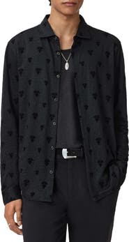 John Varvatos Anselmo Flocked Modal Knit Button-Up Shirt
