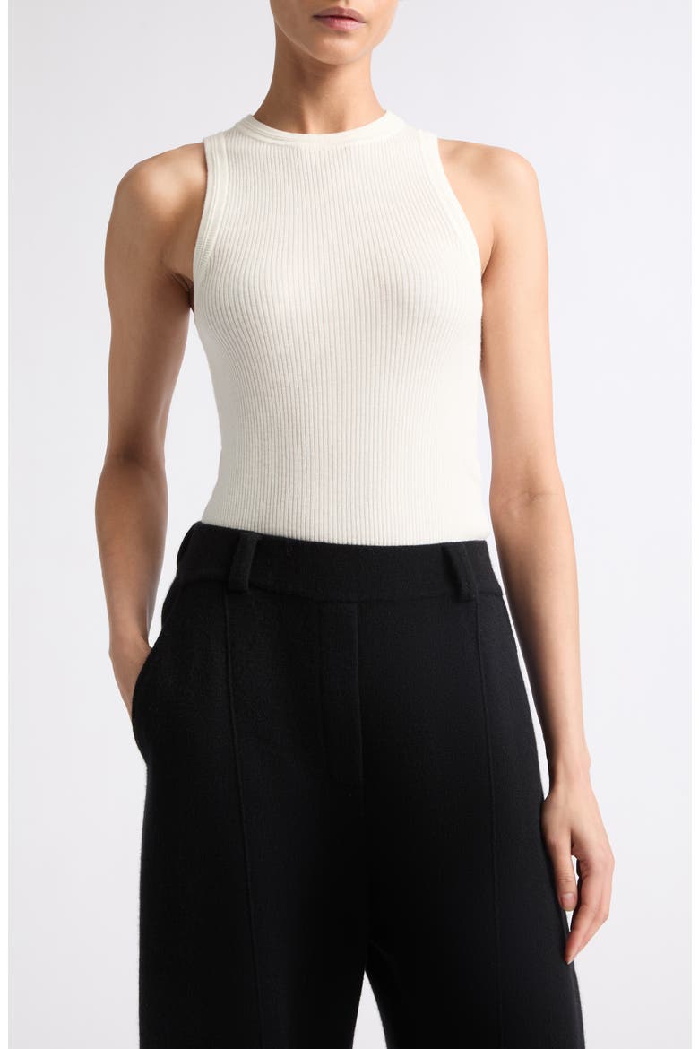 Amya Ribbed Cotton & Cashmere Sleeveless Sweater, Main, color, SALT