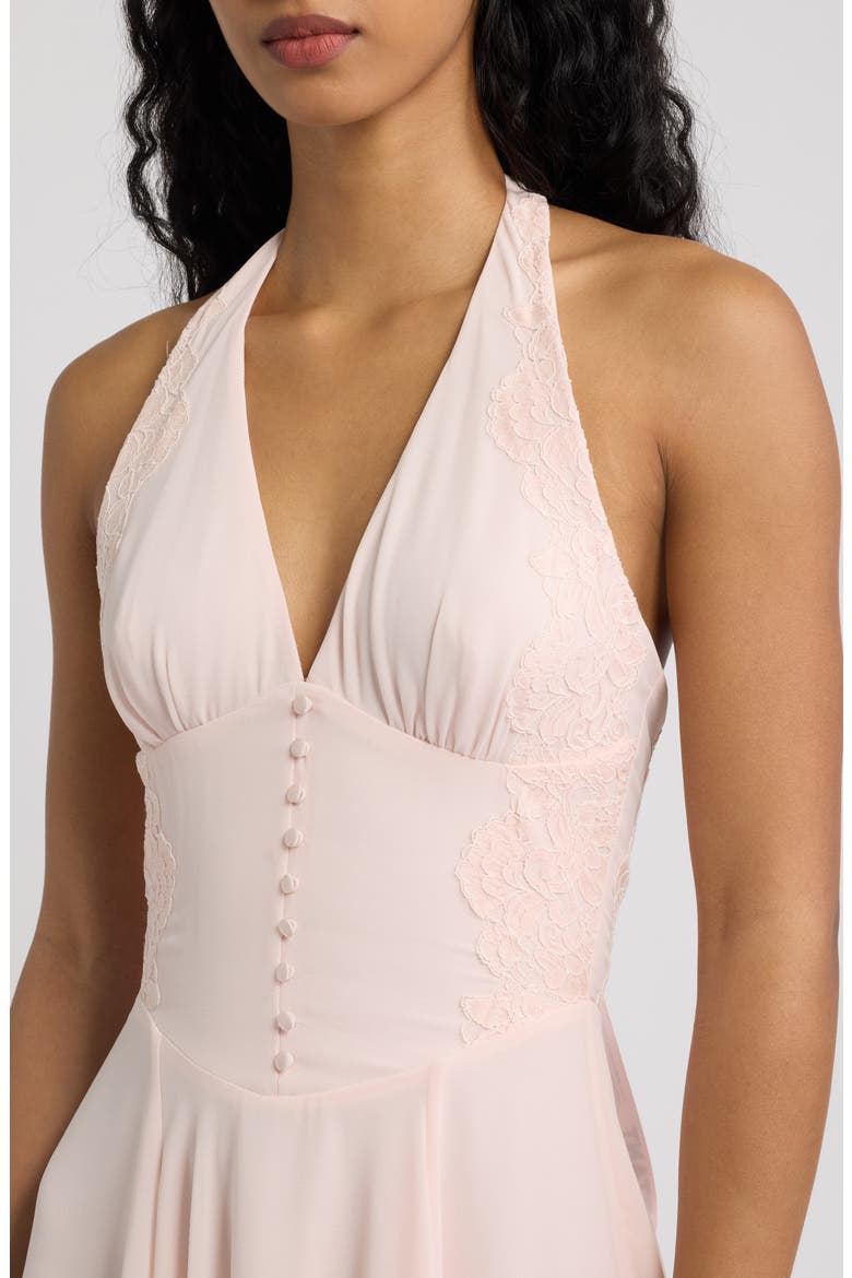 Coco Pink Georgette Lace Fit & Flare Midi Dress, Alternate, color, PINK