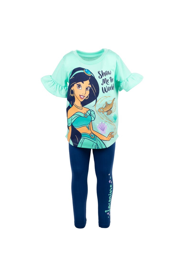 Frozen Queen Elsa 2-Piece T-Shirt and Leggings Set, Alternate, color, Jasmine Aqua Navy