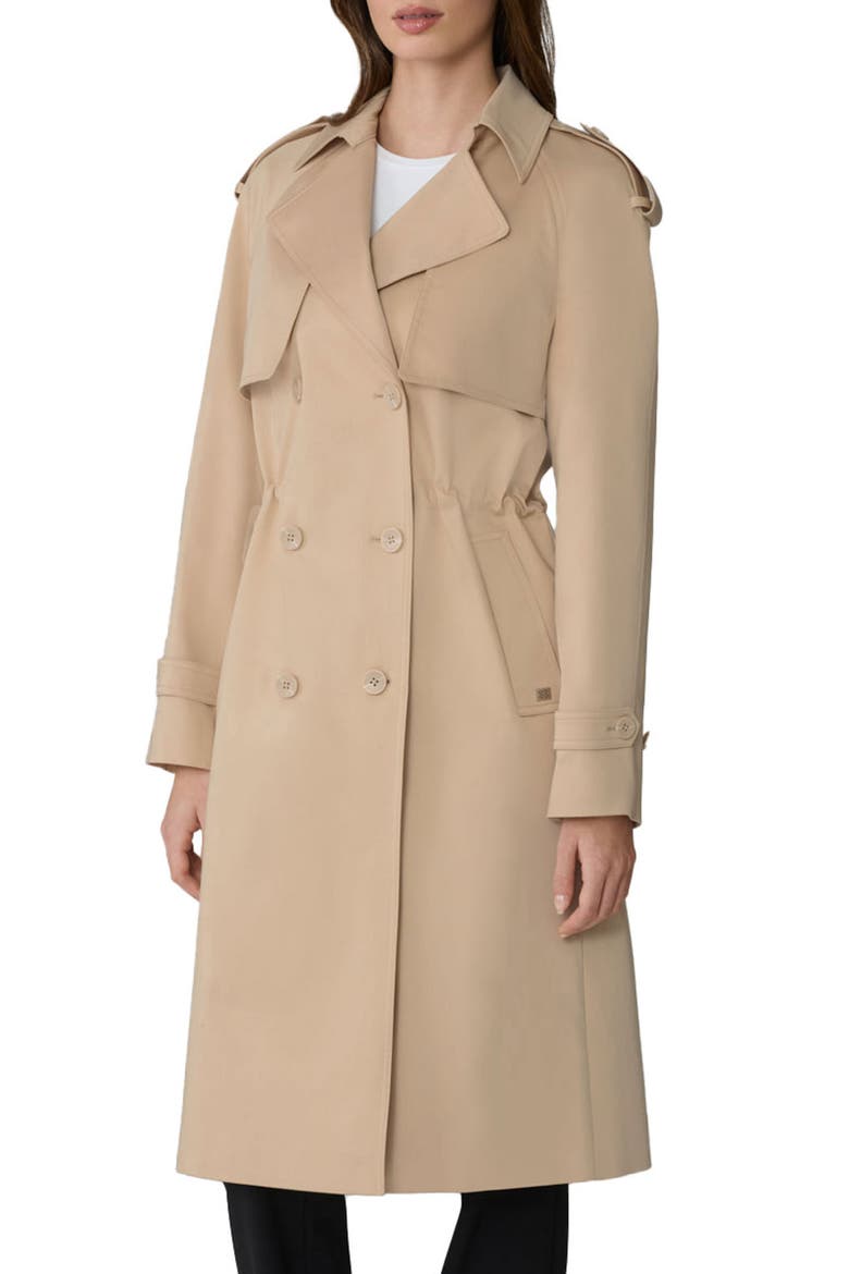 Fabiola Water Repellent Trench Coat, Main, color, ALMOND