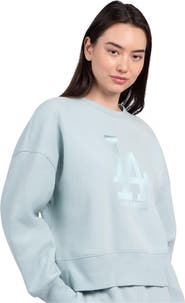 STARTER Women's Starter Mint Los Angeles Dodgers Pastels Boxy Fleece Sweatshirt