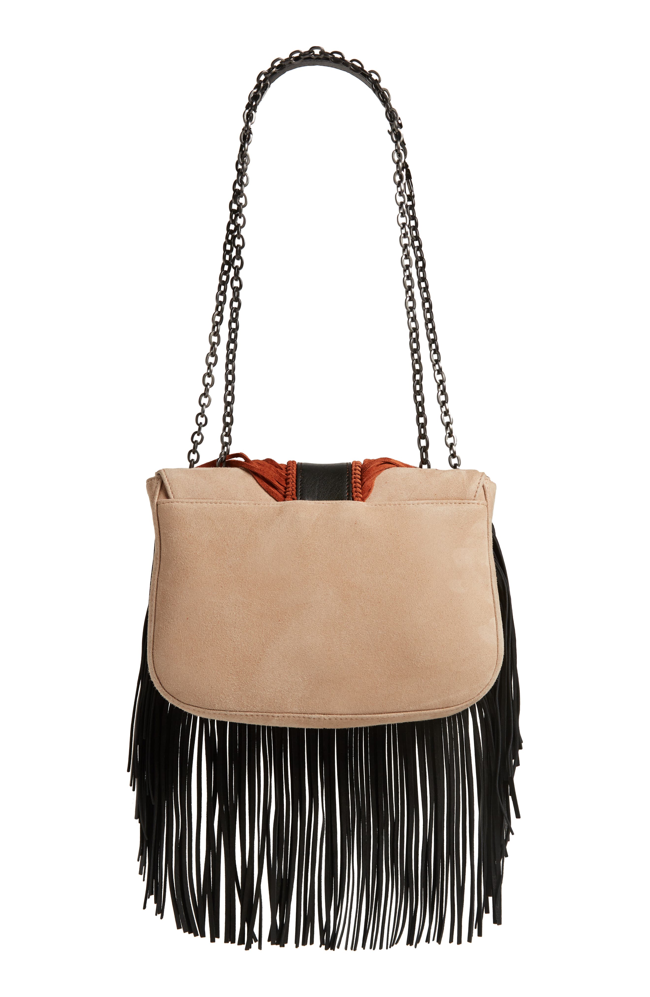 Longchamp Amazone Colorblock Fringe Shoulder Bag, Alternate, color, Rose