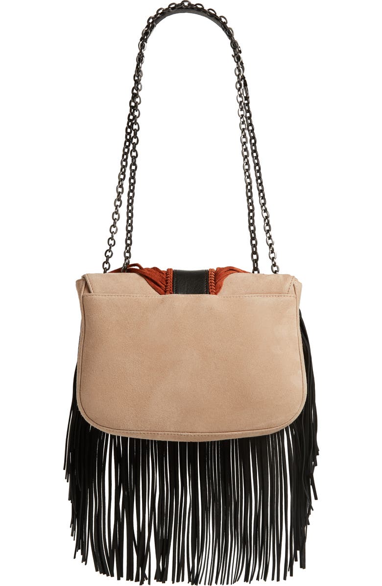 Longchamp Amazone Colorblock Fringe Shoulder Bag, Alternate, color, Rose