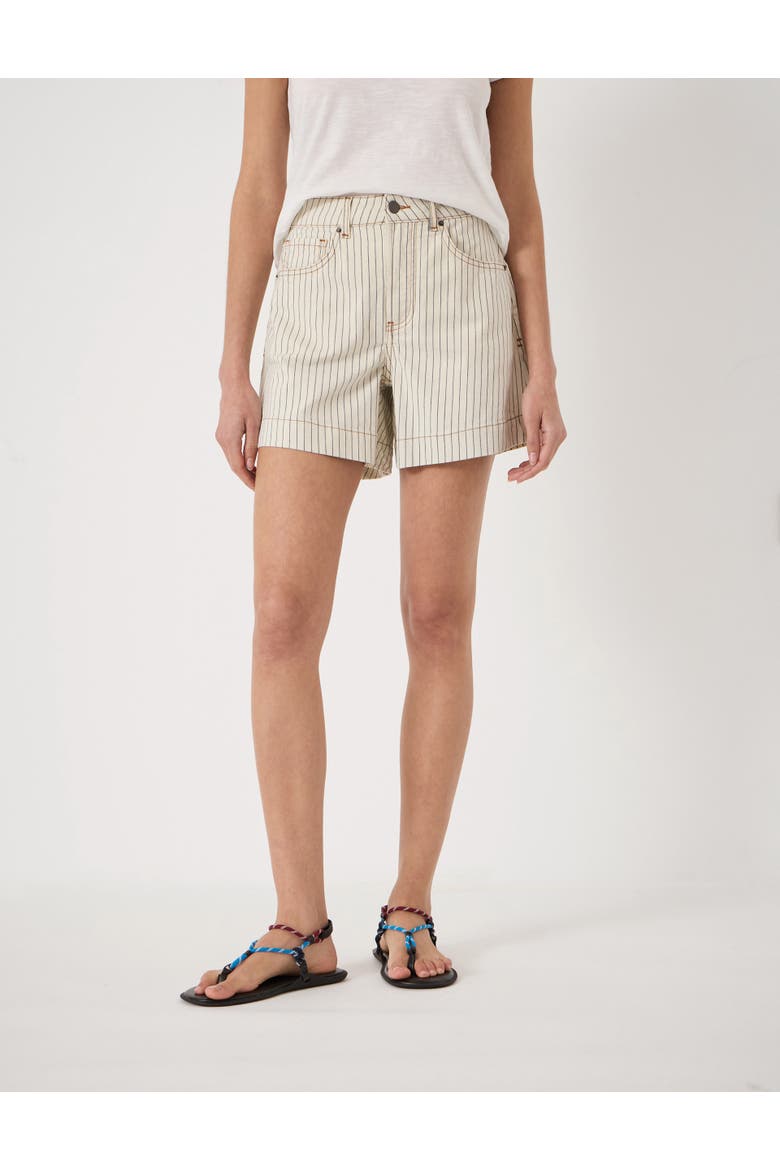 Essential Stripe Denim Stretch Shorts, Main, color, Ecru
