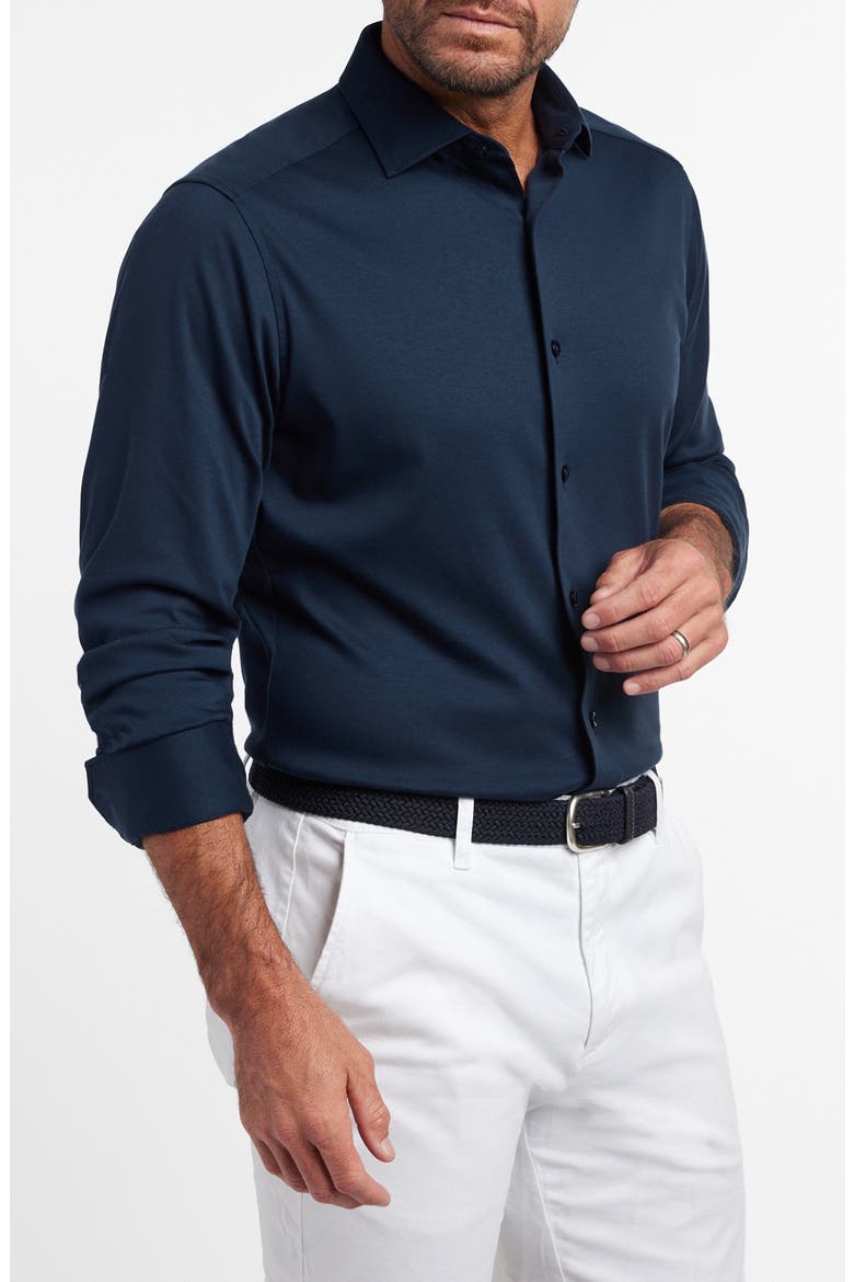 Cotton Knit Sport Shirt, Alternate, color, NAVY