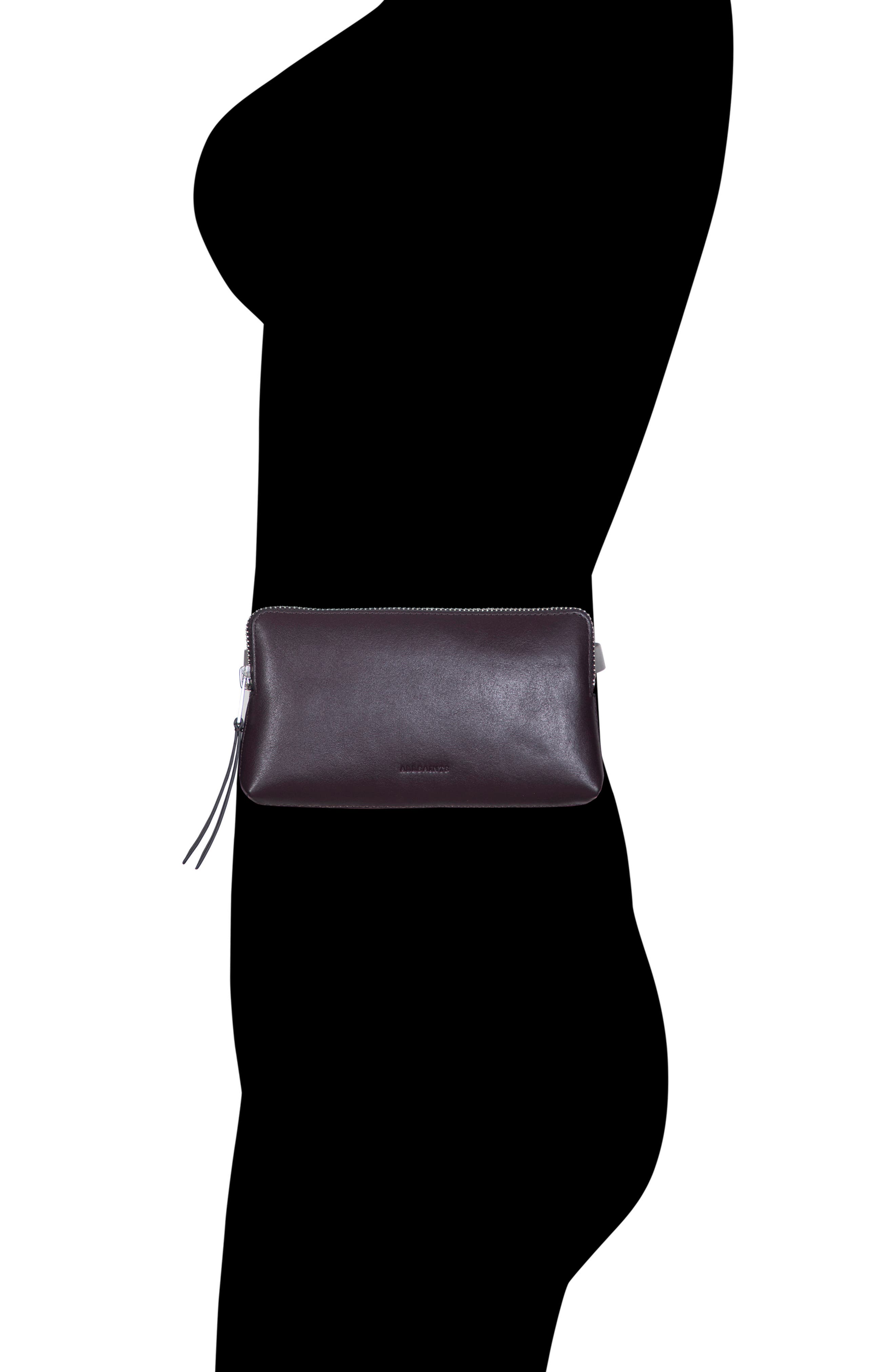AllSaints Convertible Leather Belt Bag, Alternate, color, Oxblood Red