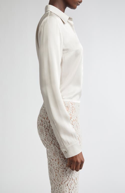 Michael Kors Collection Hansen Charmeuse Button-up Shirt In White