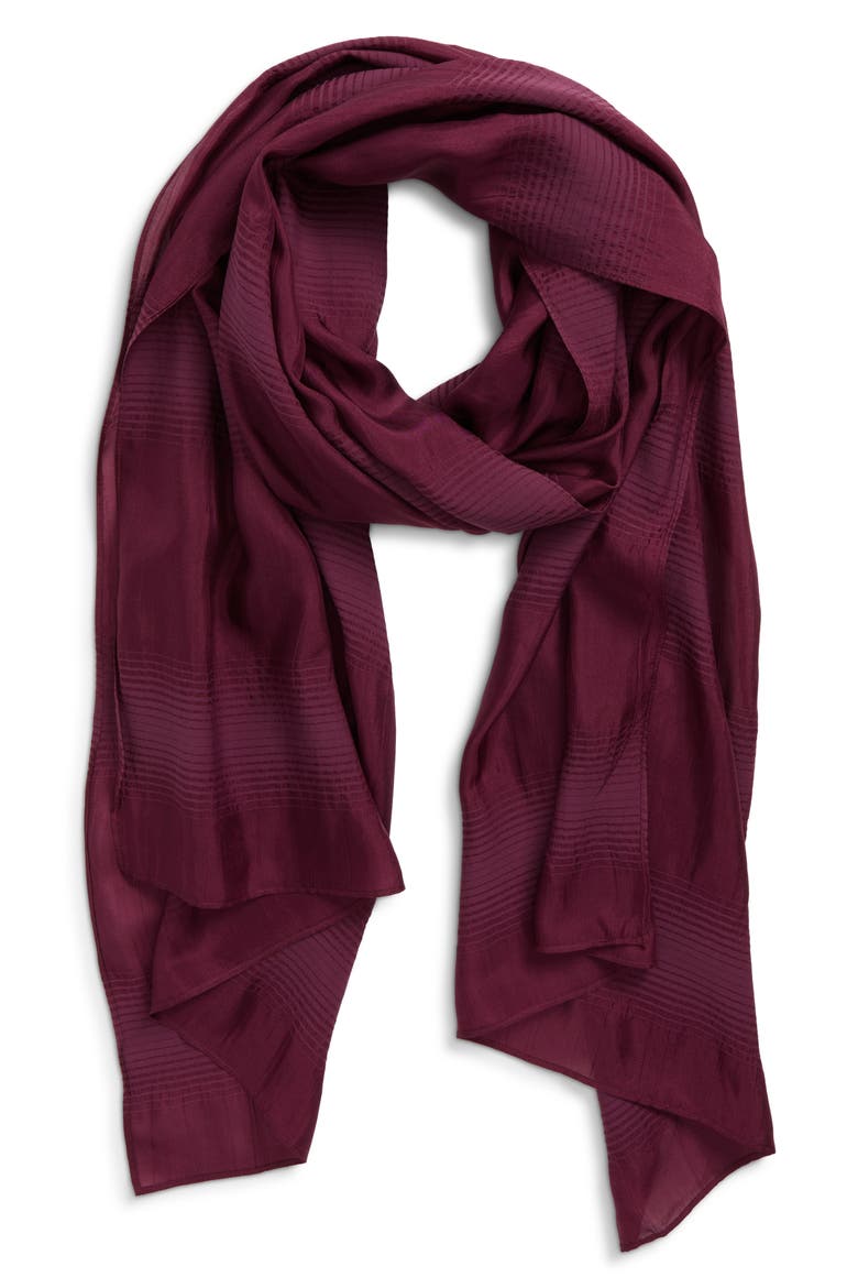 Stretch Silk & Organic Cotton Scarf, Alternate, color, PURPLE CARROT
