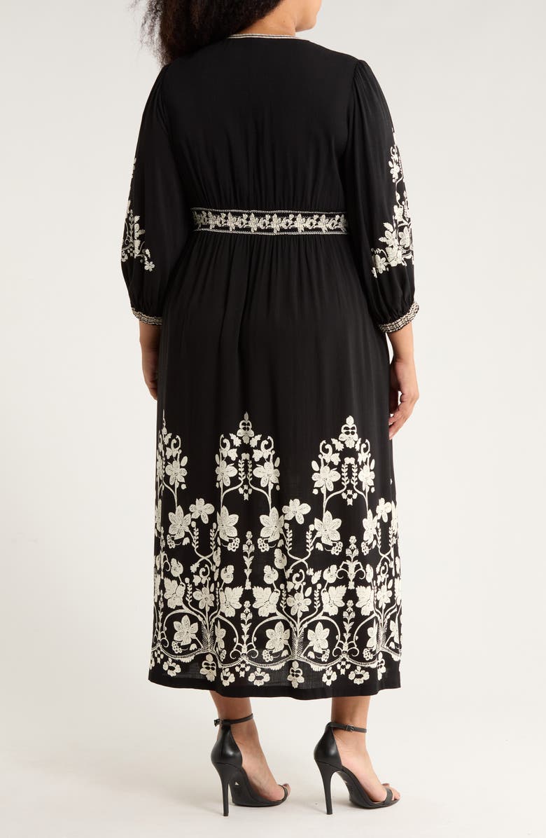 MAX STUDIO V-Neck Maxi Dress, Alternate, color, Black/ Cream