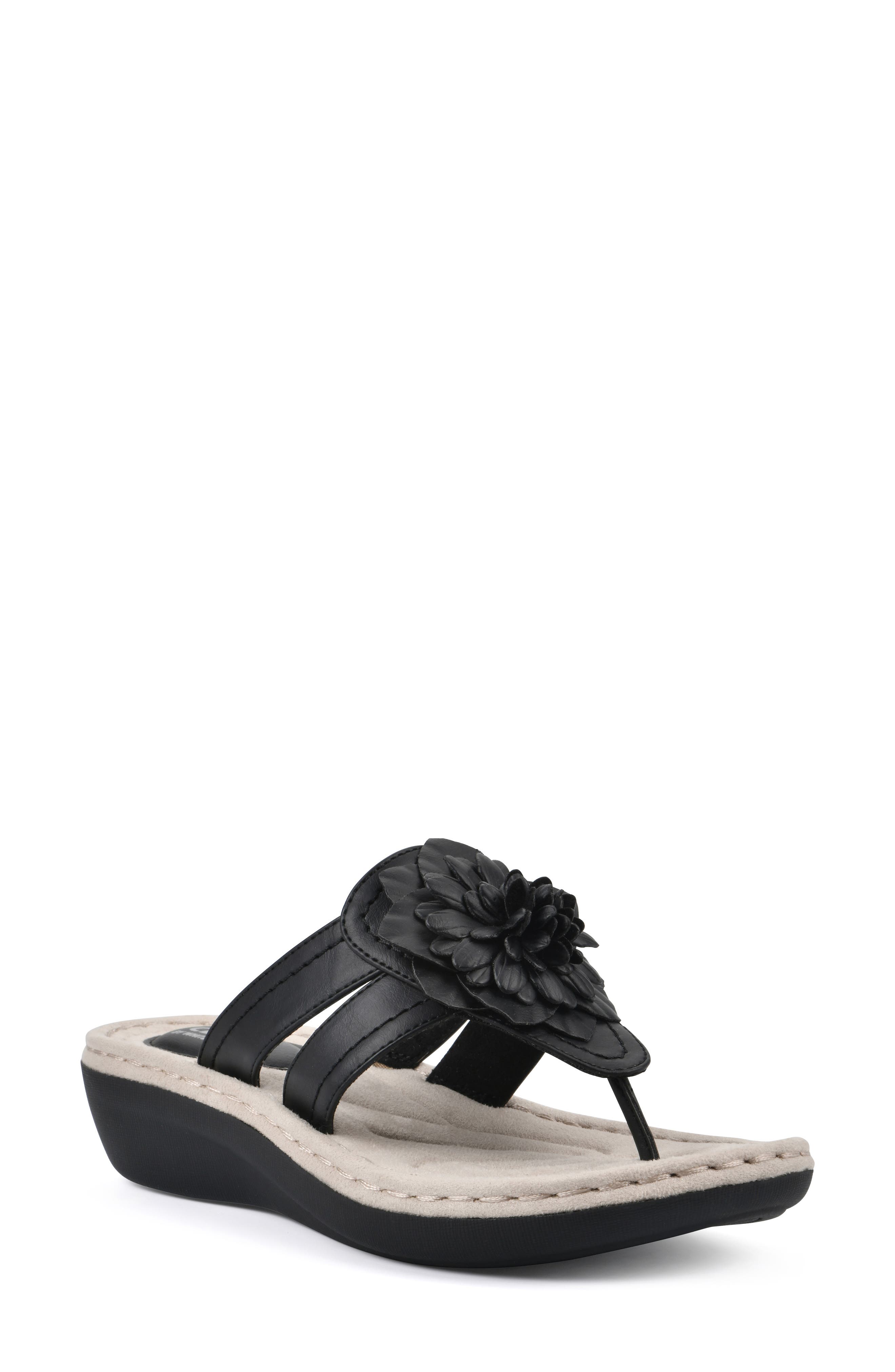 CLIFFS BY WHITE MOUNTAIN Cassia Flower Flip Flop - Wide Width Available, Main, color, 