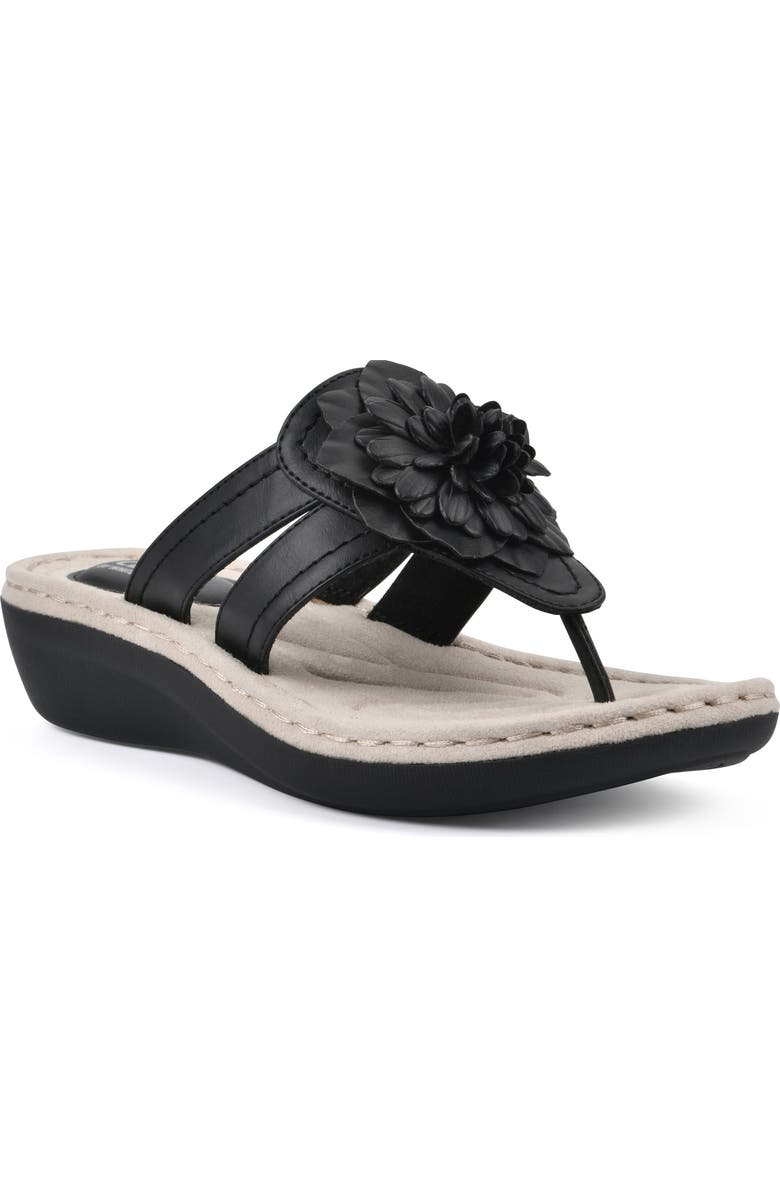 CLIFFS BY WHITE MOUNTAIN Cassia Flower Flip Flop - Wide Width Available, Main, color,