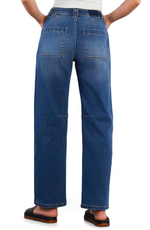 Hint Of Blu Patch Pocket Straight Leg Jeans In Blue