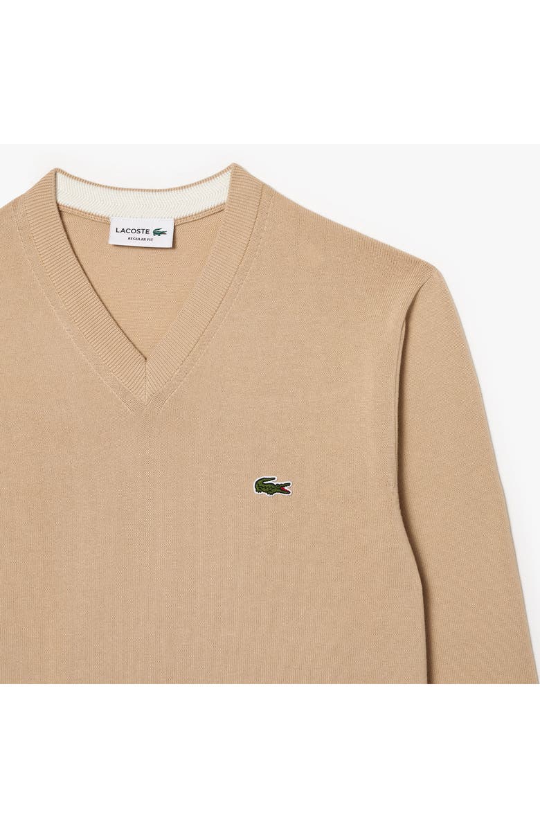 Lacoste V-Neck Cotton Sweater, Alternate, color, Viennese