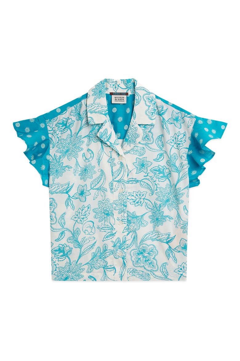 Kids' Mixed Print Short Sleeve Shirt, Main, color, LUCKY BANDANA EGGNOG