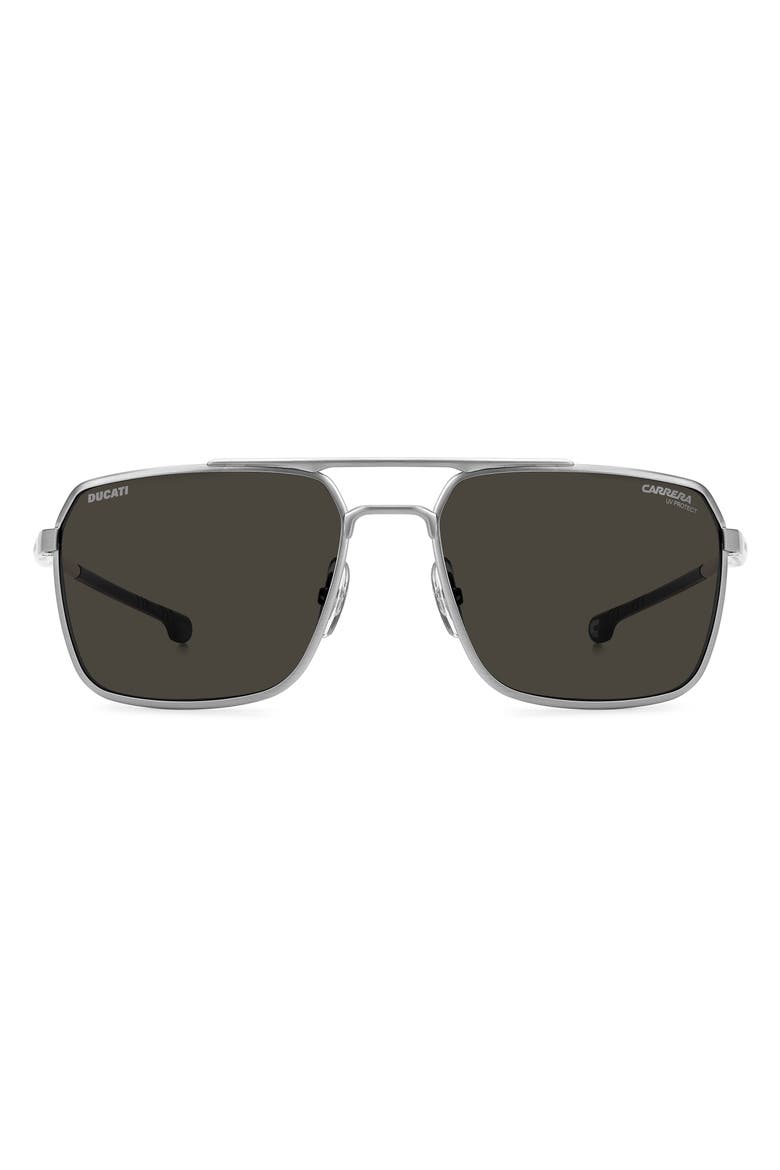 x Ducati Carduc 59mm Aviator Sunglasses, Main, color, BRUSHED PALLADIUM/ GREY