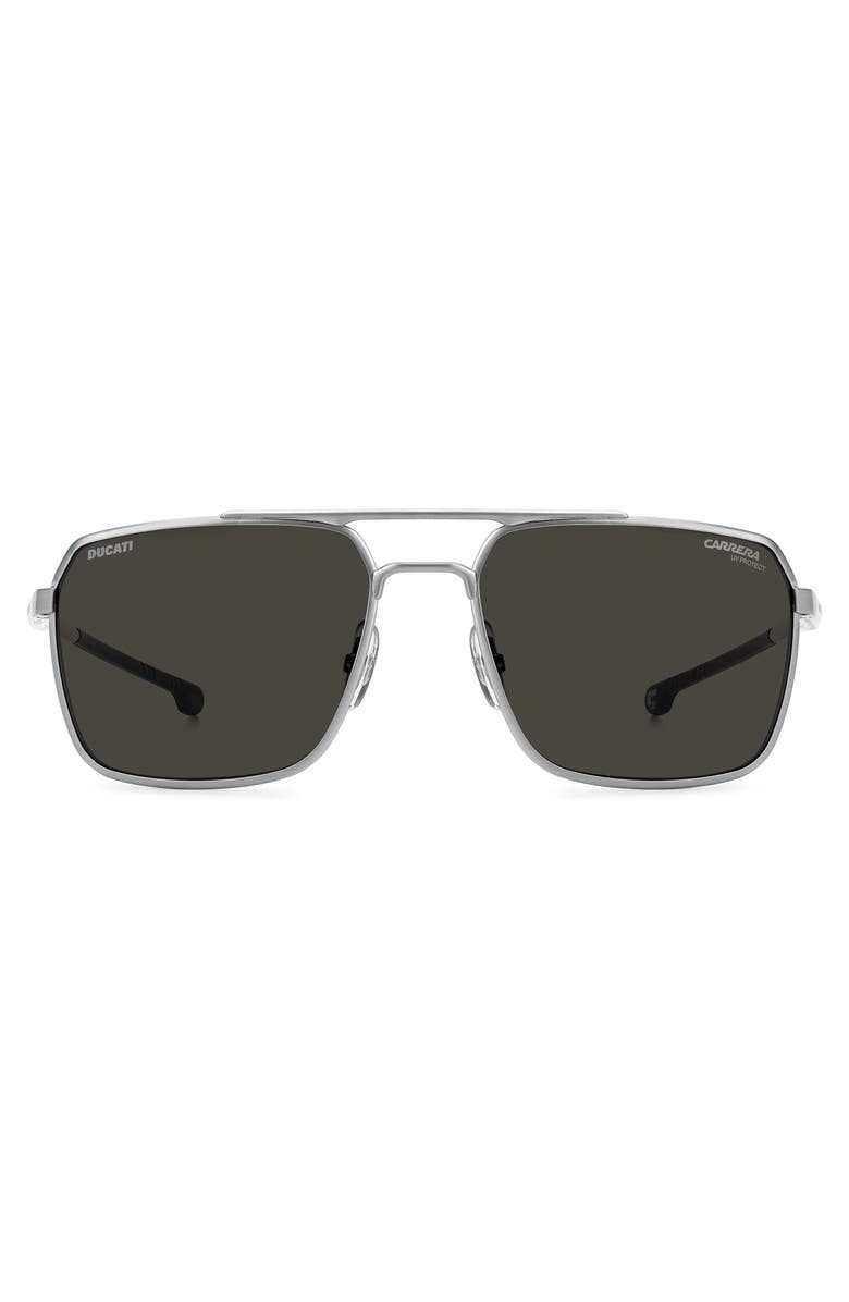 Carrera Eyewear x Ducati Carduc 59mm Aviator Sunglasses, Main, color, Brushed Palladium/ Grey