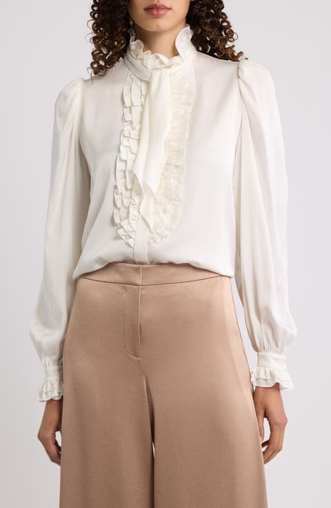 North Tie Neck Silk Blend Blouse