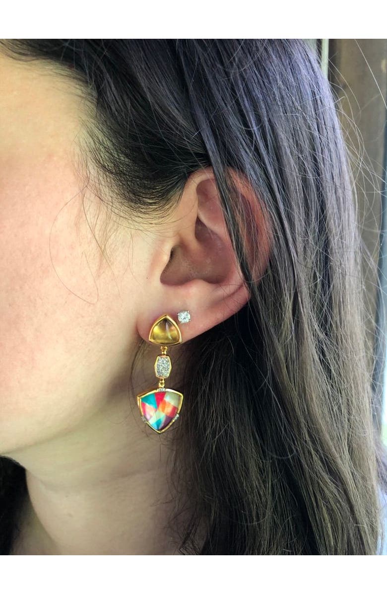 LuvMyJewelry Colorful Canvas Design Citrine Gemstone Diamond Yellow Gold Plated Silver Earrings, Alternate, color,