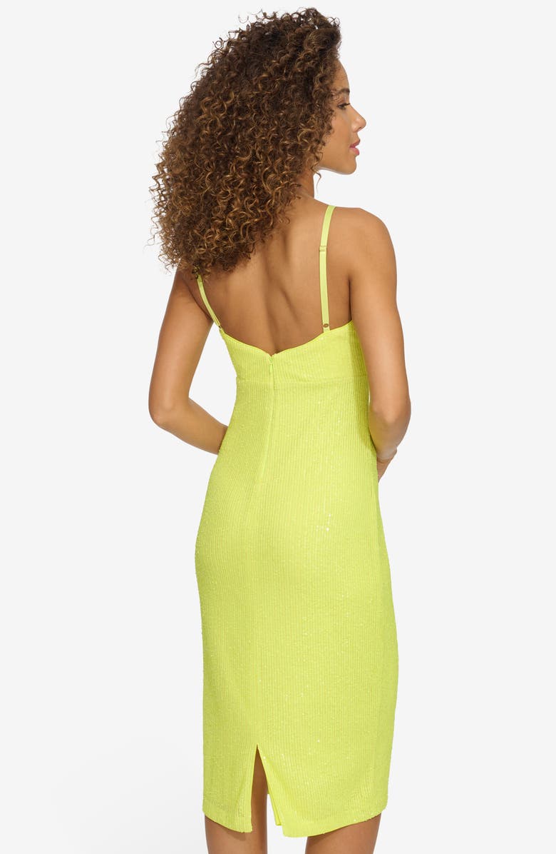 Siena Sequin Mesh Sheath Dress, Alternate, color, Citron