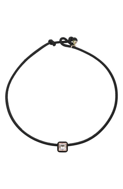 Square Crystal Pendant Pop Choker Necklace