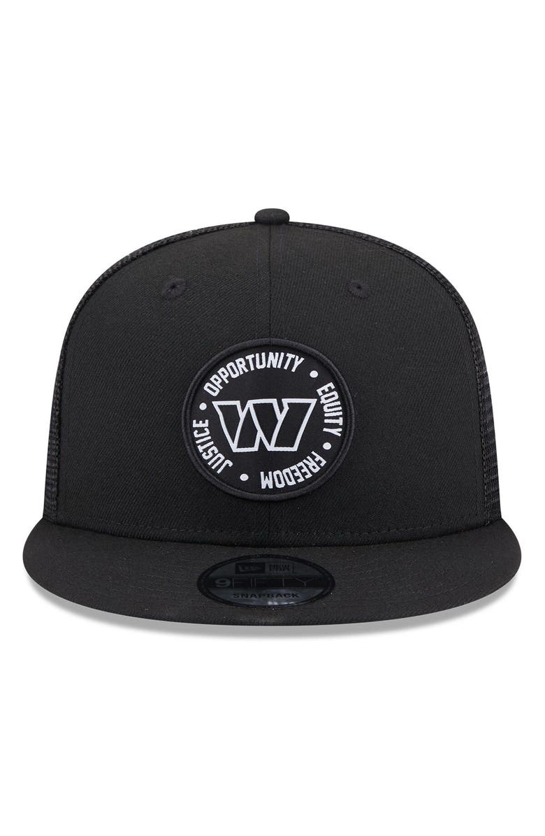 New Era Men's New Era Black Washington Commanders 2022 Inspire Change Trucker 9FIFTY Adjustable Snapback Hat, Alternate, color,