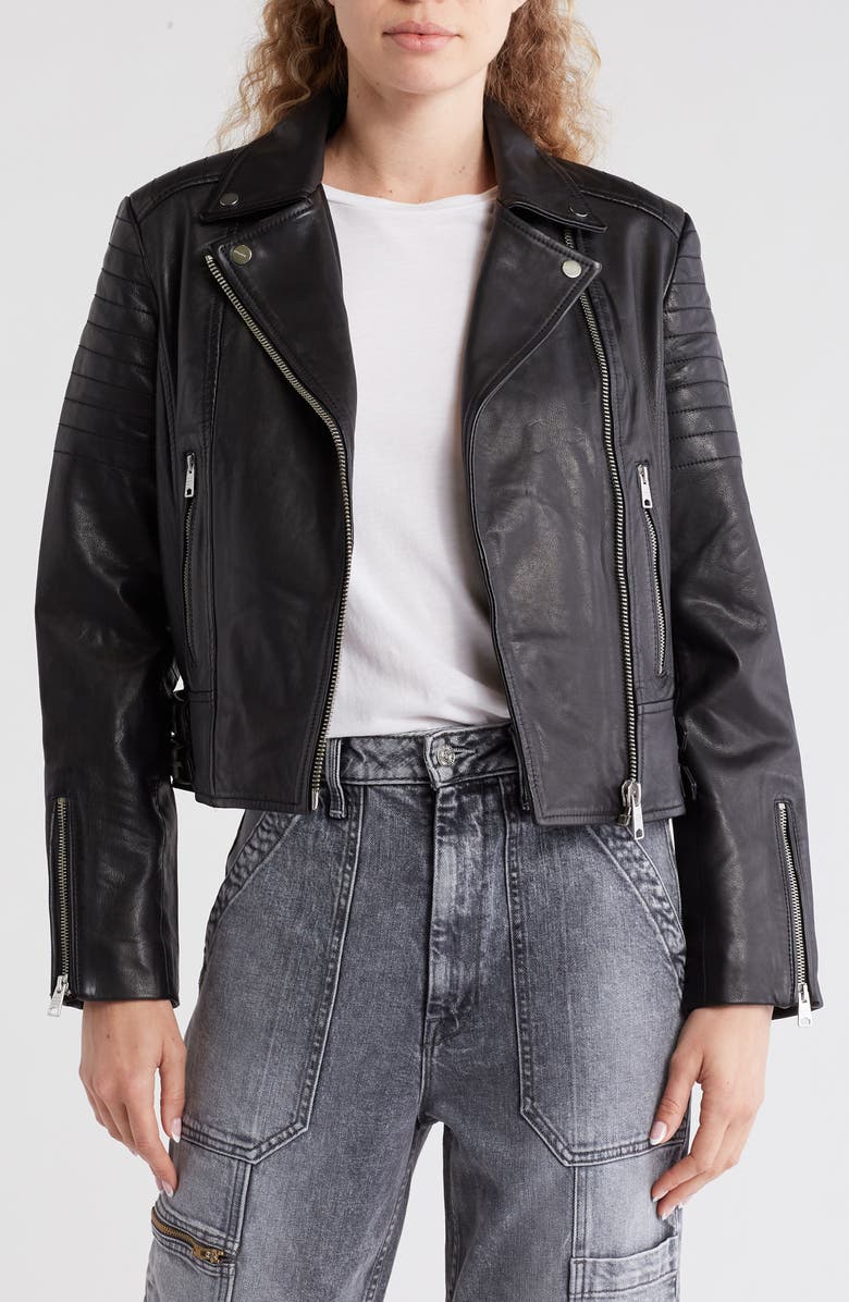 AllSaints Papin Leather Biker Jacket, Main, color,
