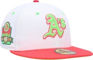 New Era Men's New Era White/Coral Oakland Athletics 40th Anniversary Strawberry Lolli 59FIFTY Fitted Hat