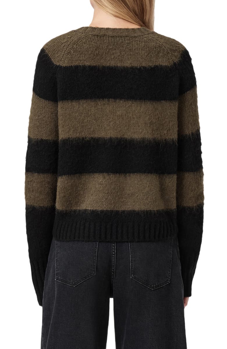 AllSaints Lou Brushed Stripe Sweater, Alternate, color, Black/ Green