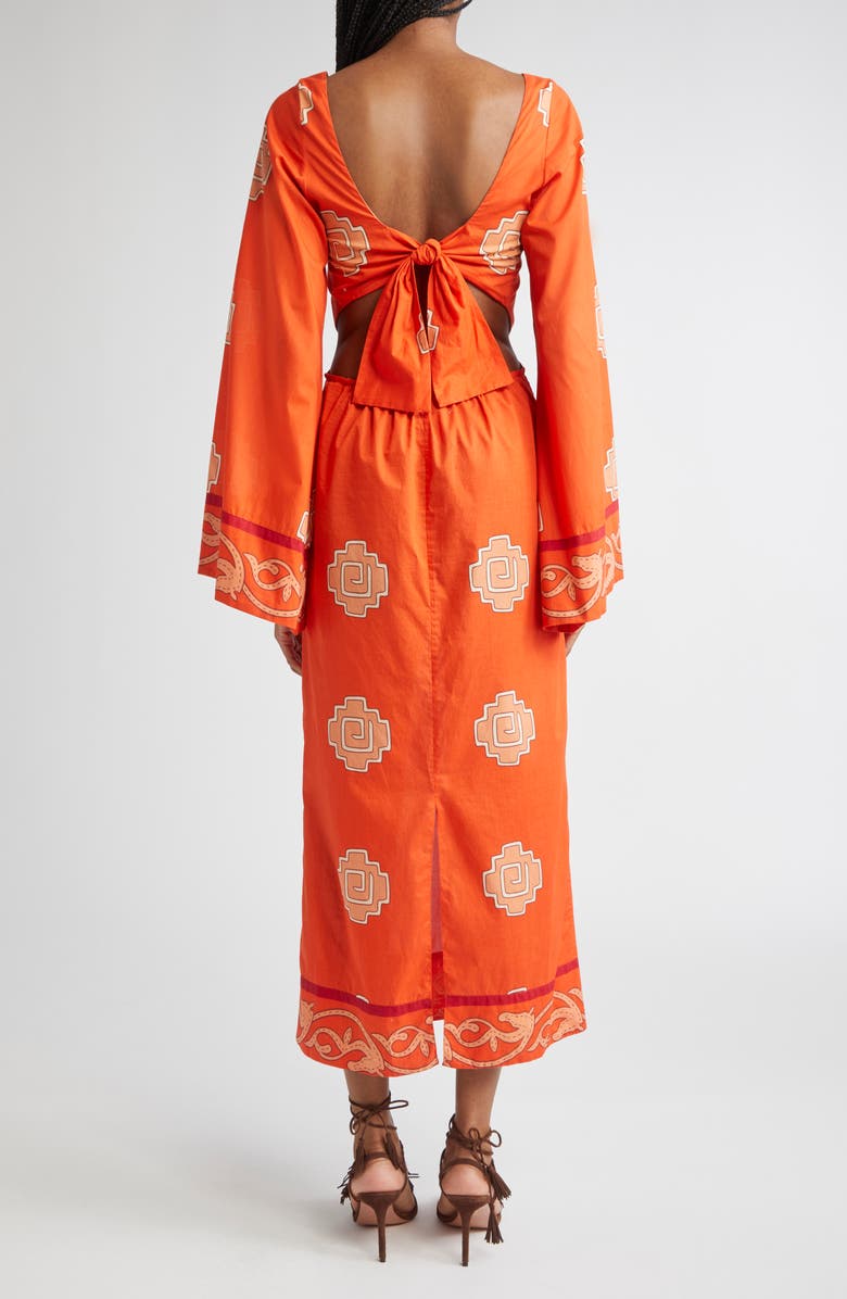 Johanna Ortiz Underwater Sanctuary Long Sleeve Cotton Poplin Dress, Alternate, color, Light Red / Wine/ Pink