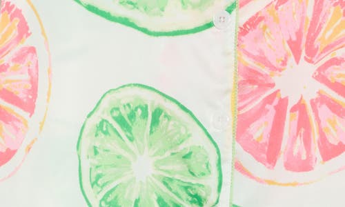 Jaclyn Satin Short Sleeve Top & Pants Pajamas In Giant Citrus White