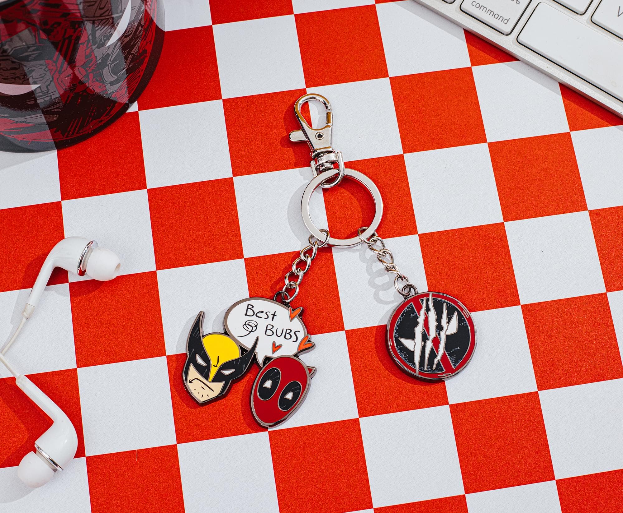 Toynk Marvel Studios Deadpool & Wolverine "Best Bubs" Enamel Charm Keychain, Alternate, color, Silver